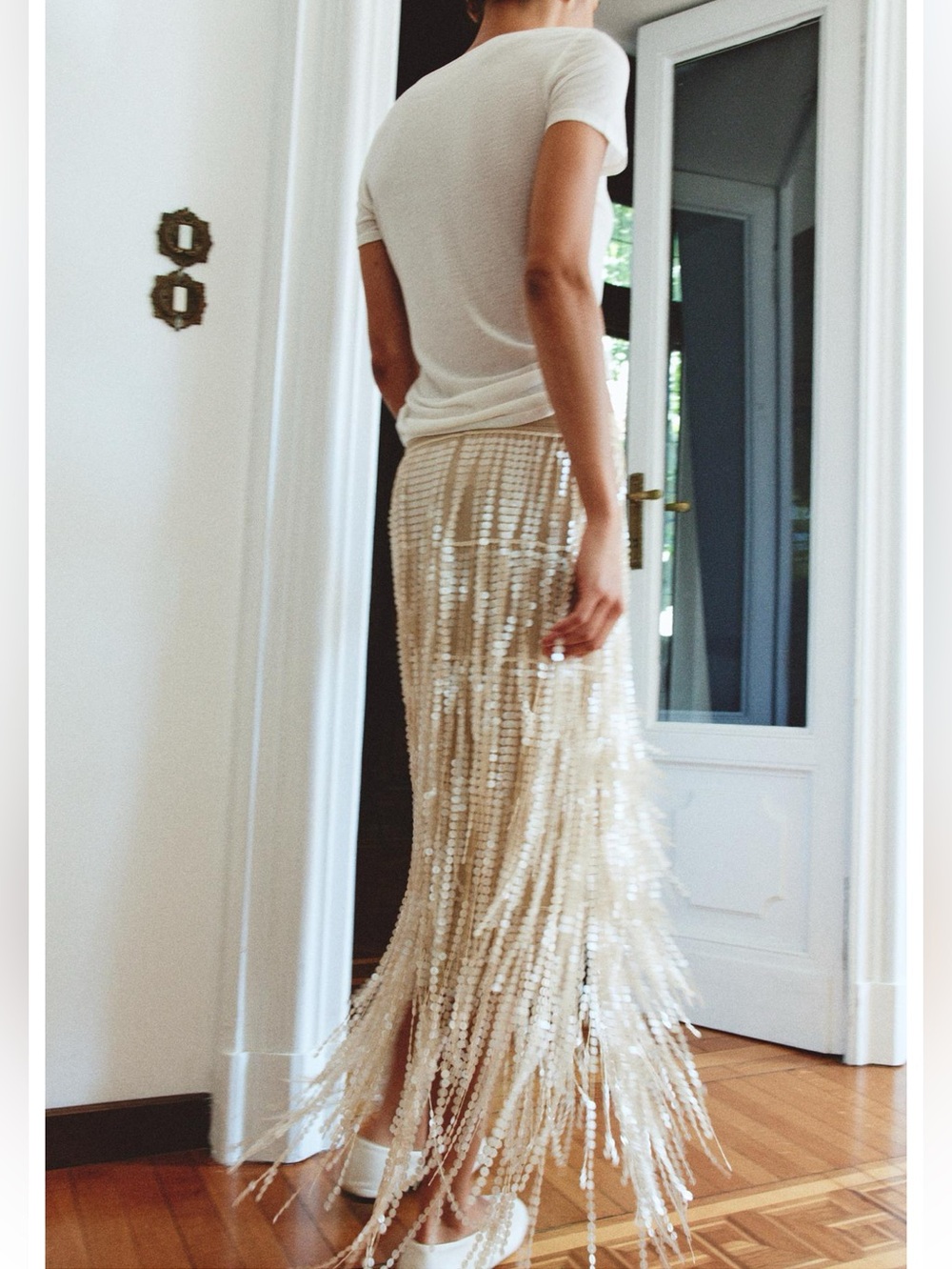 Zara SEQUIN FRINGE MIDI SKIRT - Picture 12 of 12
